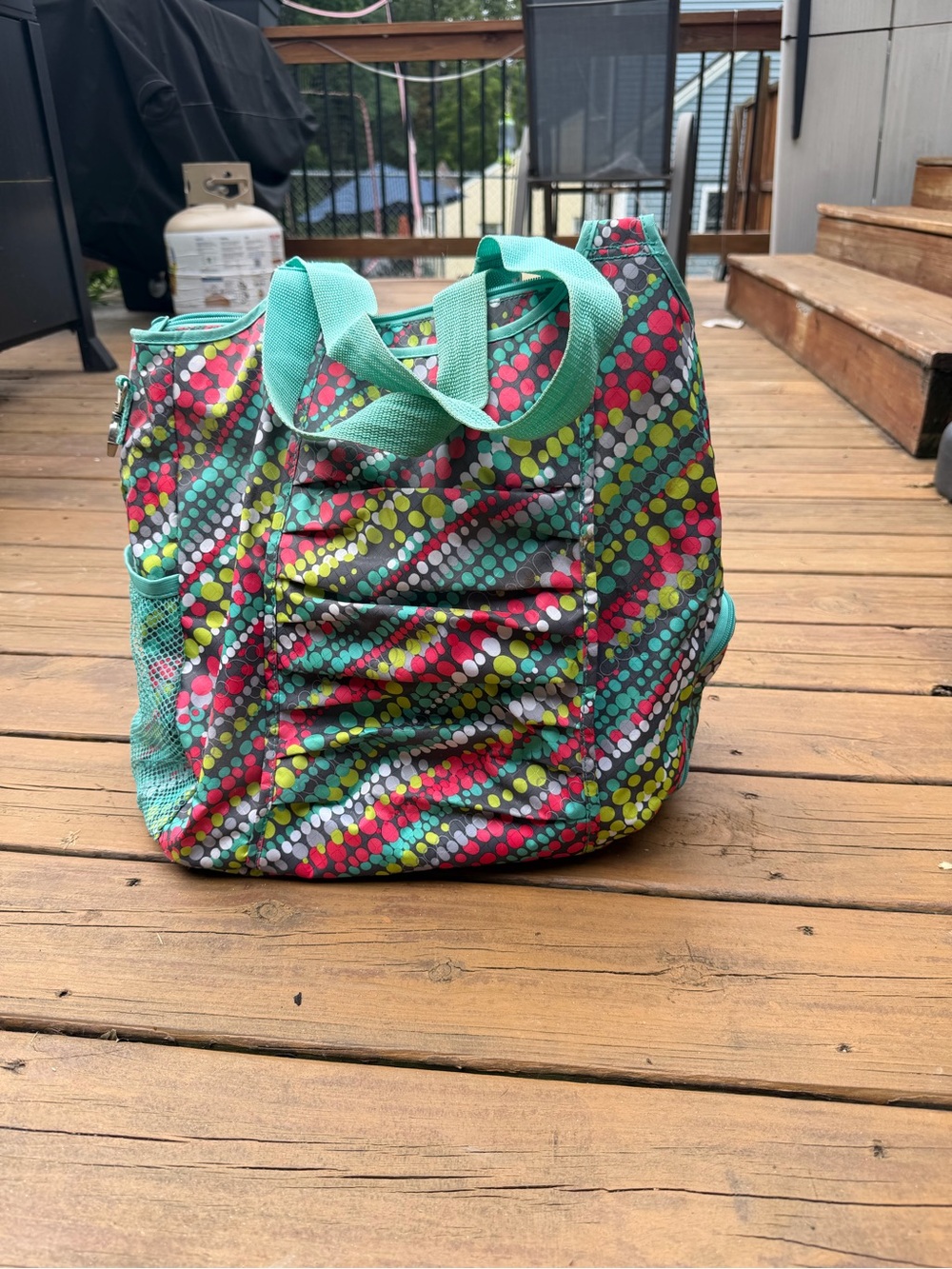 thirty-one Teal Multicolor Polka Dot Tote